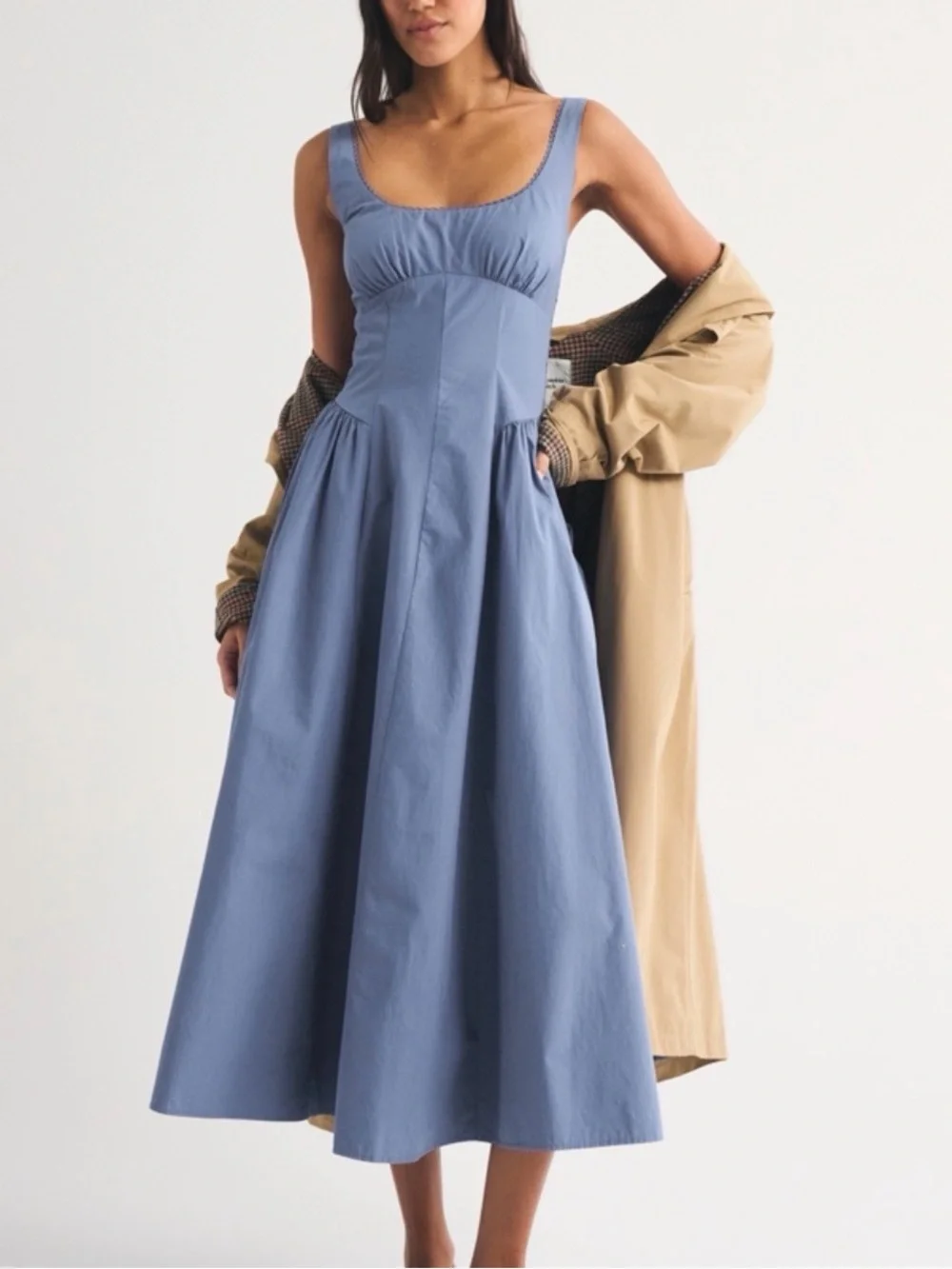 Abercrombie & Fitch Dylan Blue Fog Midi Dress